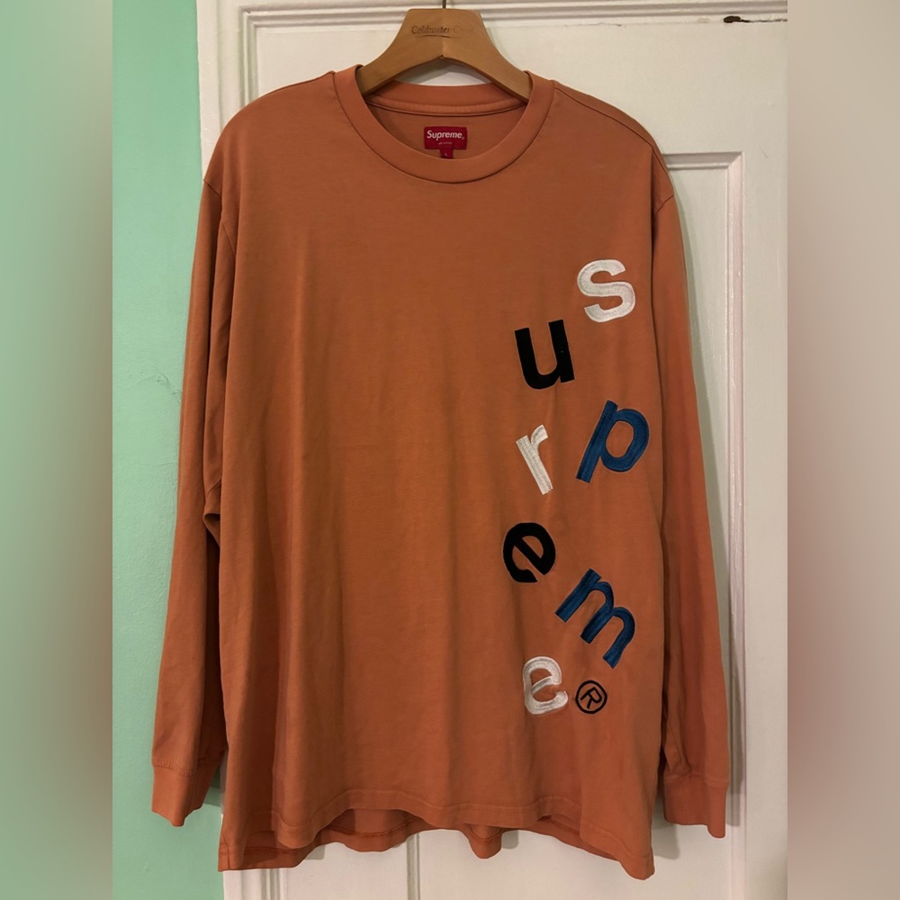 Supreme Rust Orange Long Sleeve Tee with Multicolor Logo